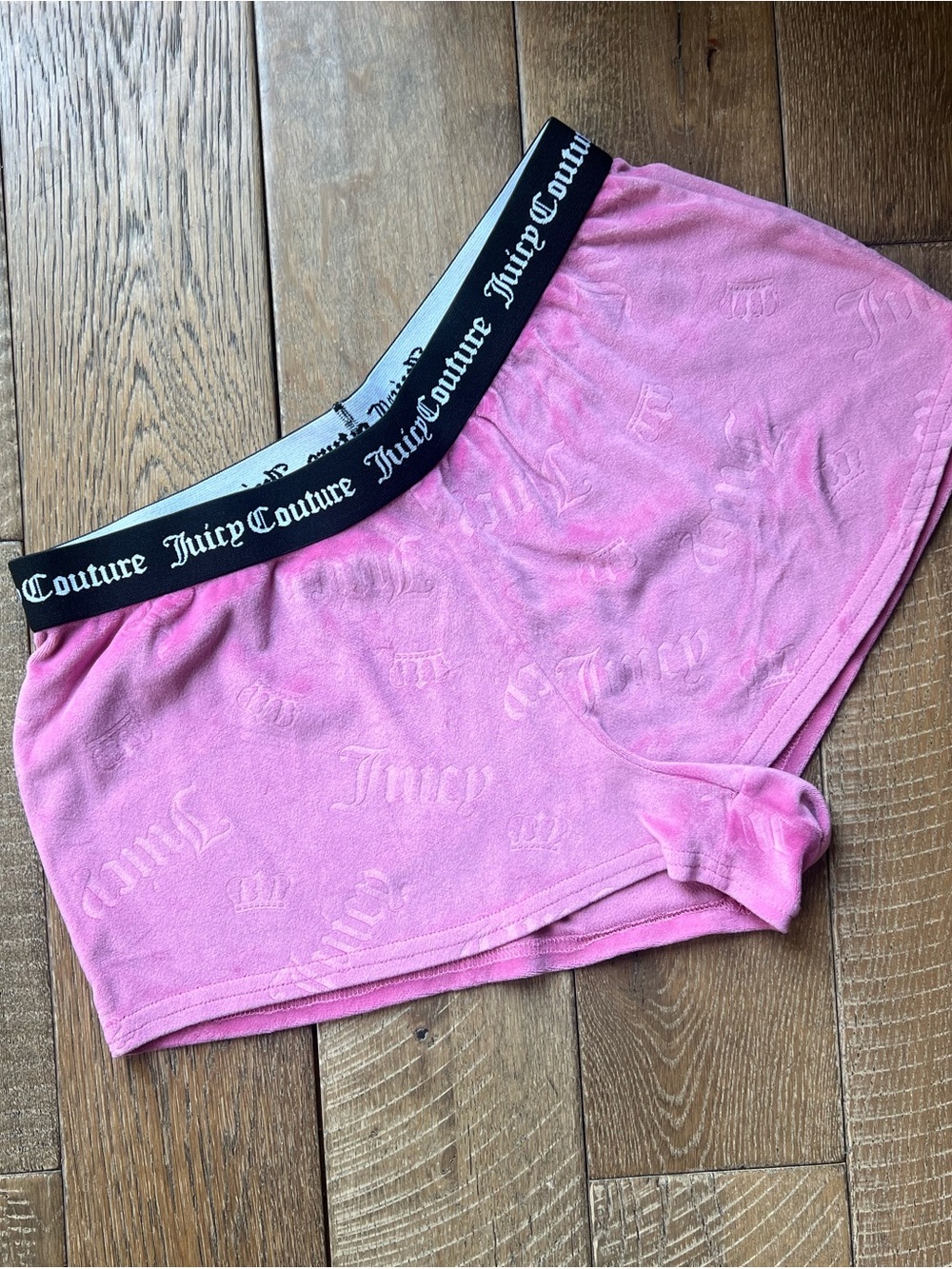 Juicy Couture Pink Terry Cloth Shorts with Logo Waistband